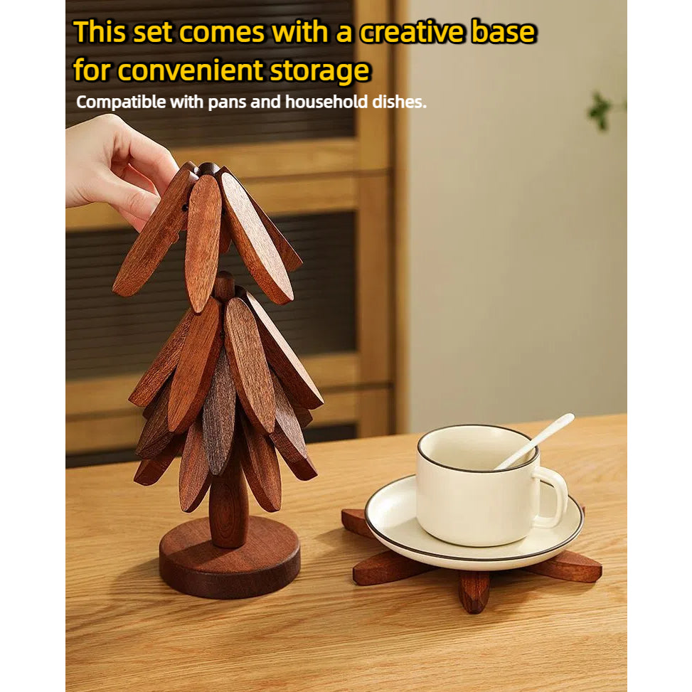Premium Solid Wood Heat Insulation Mat - Anti-Scald Non-Slip Table Coaster for Hot Pots | Acacia/Walnut Wood | SG Seller