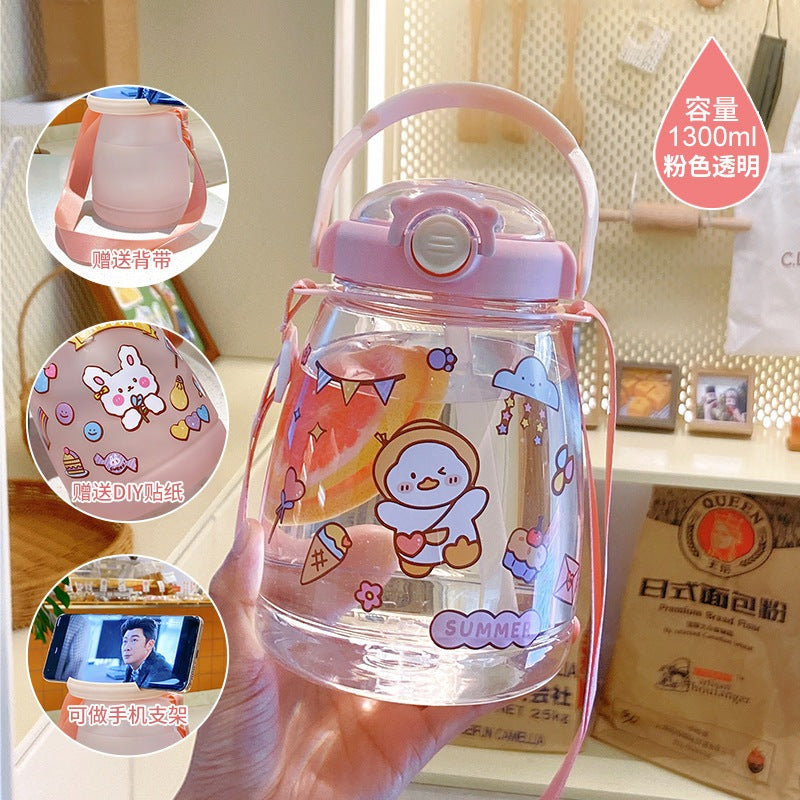 Sanrio Kids Tritan Water Bottle 650ml-Portable Straw Cartoon 3D Kuromi Cup BPA Free For Children, School Students