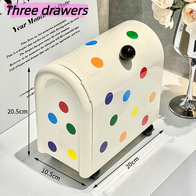 Dustproof Cosmetic Storage Organiser with Drawers - Skincare & Makeup Vanity Table Organizer,  Transparent Desktop Box