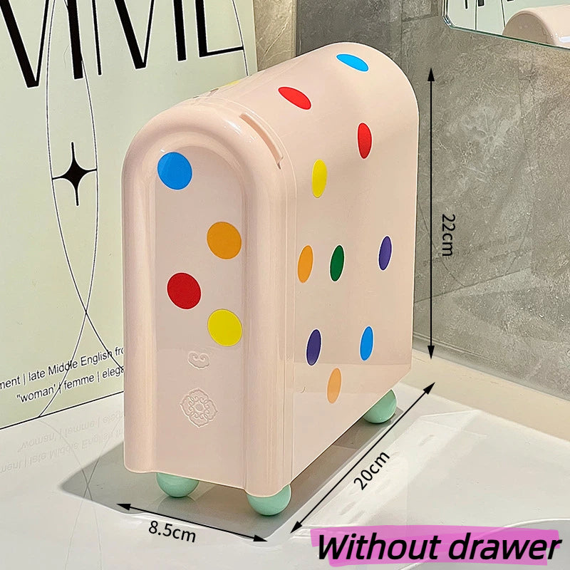 Dustproof Cosmetic Storage Organiser with Drawers - Skincare & Makeup Vanity Table Organizer,  Transparent Desktop Box