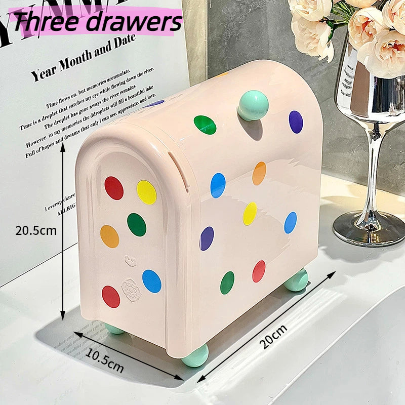 Dustproof Cosmetic Storage Organiser with Drawers - Skincare & Makeup Vanity Table Organizer,  Transparent Desktop Box