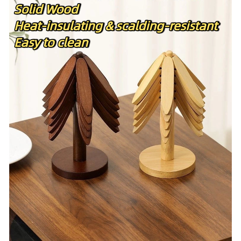 Premium Solid Wood Heat Insulation Mat - Anti-Scald Non-Slip Table Coaster for Hot Pots | Acacia/Walnut Wood | SG Seller