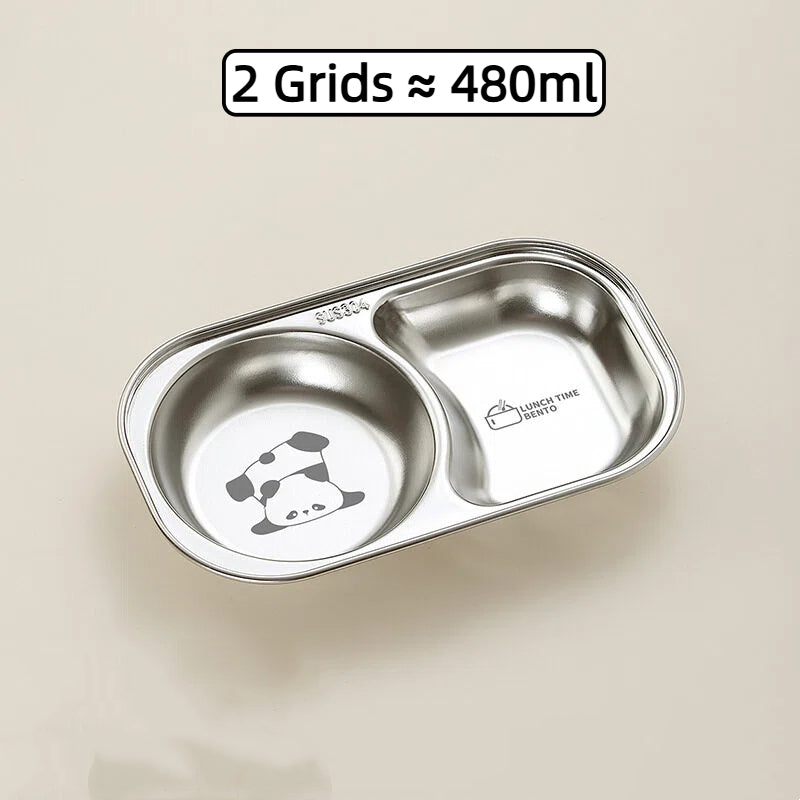 Baby Food Tray SUS 304 Stainless Food Tray Divided Dinner Tray Kids Lunch Box Container Food