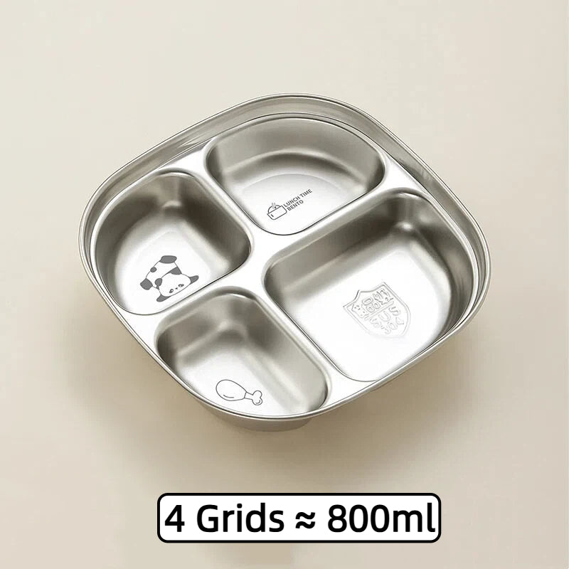 Baby Food Tray SUS 304 Stainless Food Tray Divided Dinner Tray Kids Lunch Box Container Food