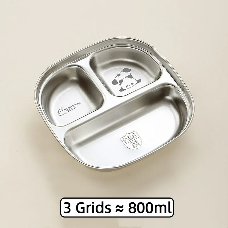 Baby Food Tray SUS 304 Stainless Food Tray Divided Dinner Tray Kids Lunch Box Container Food